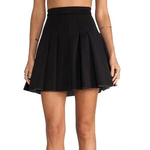 T Alexander Wang Jersey Bonded Neoprene Box Pleat  Skirt Navy M